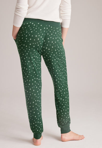 Green Star Print Hacci Jogger Pajama Pants