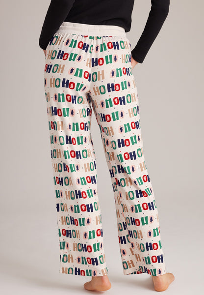 Plus Size Ho Ho Ho Hacci Wide Leg Pajama Pants