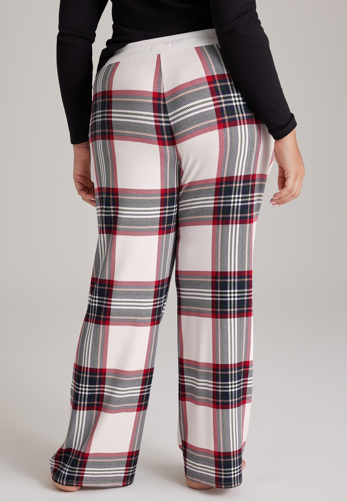 Plus Size Plaid Hacci Wide Leg Pajama Pants