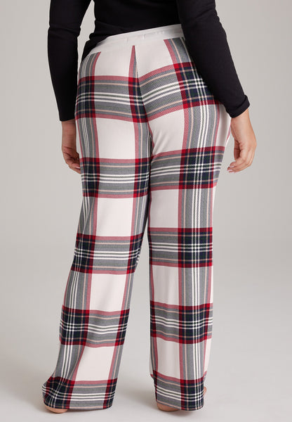Plus Size Plaid Hacci Wide Leg Pajama Pants