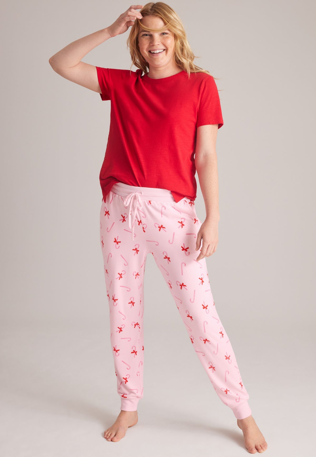 Pink Candy Cane Hacci Jogger Pajama Pants