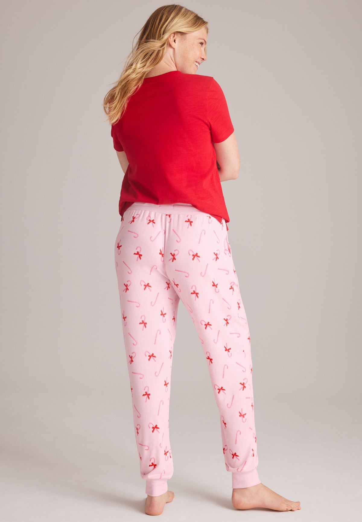 Pink Candy Cane Hacci Jogger Pajama Pants