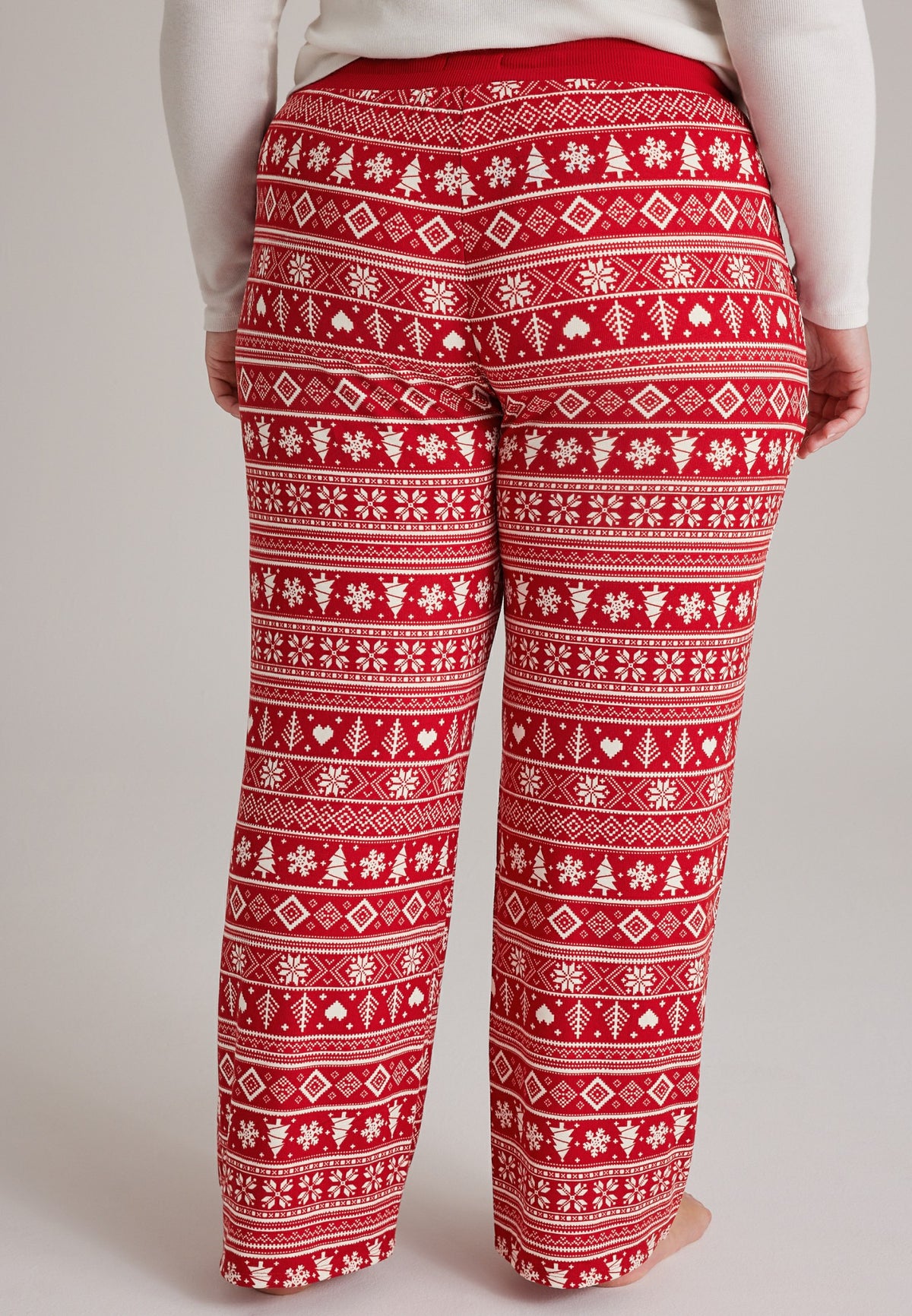 Plus Size Red Fair Isle Hacci Wide Leg Pajama Pants