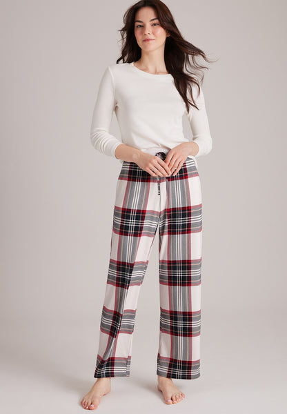 Plaid Hacci Wide Leg Pajama Pants