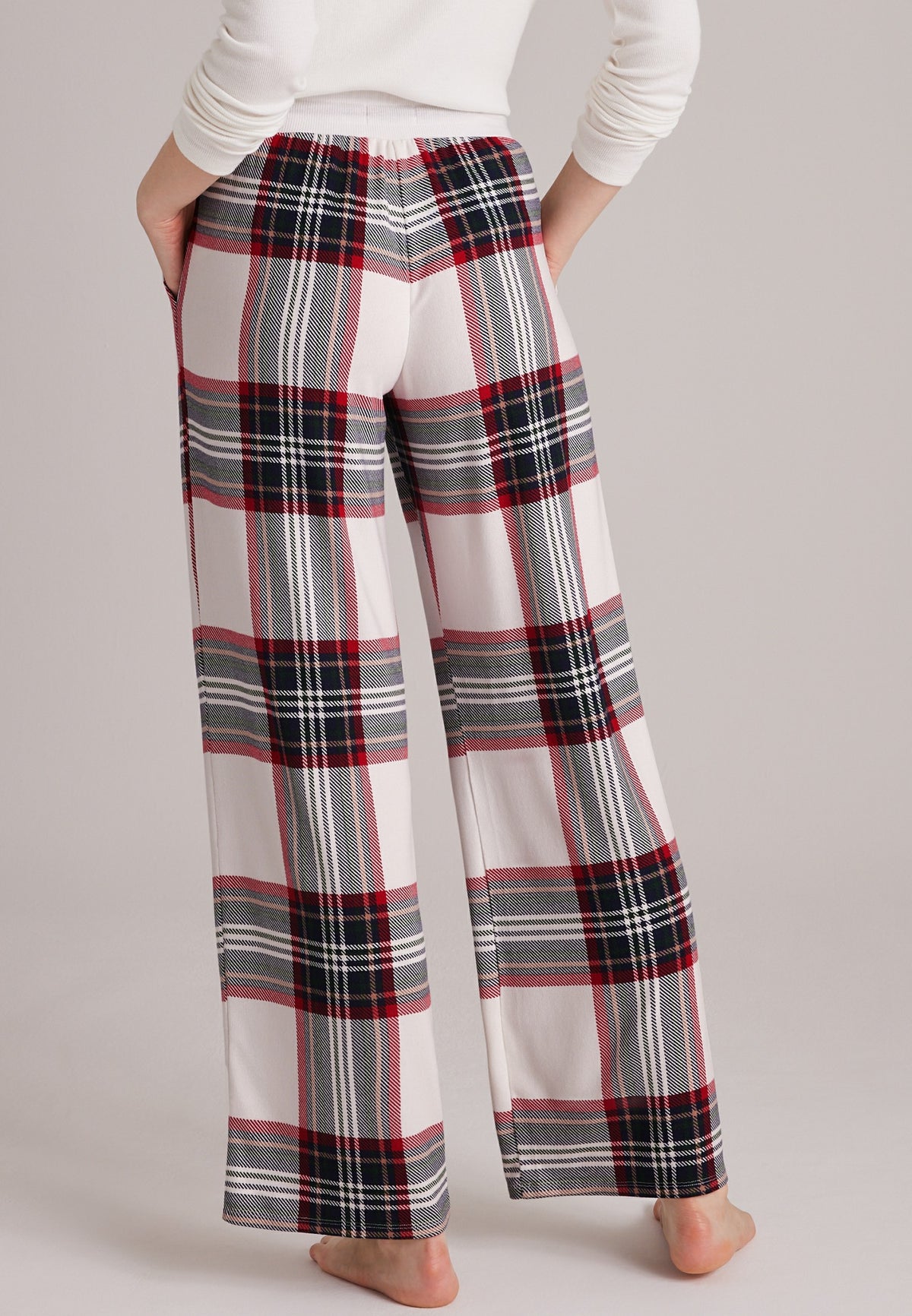 Plaid Hacci Wide Leg Pajama Pants