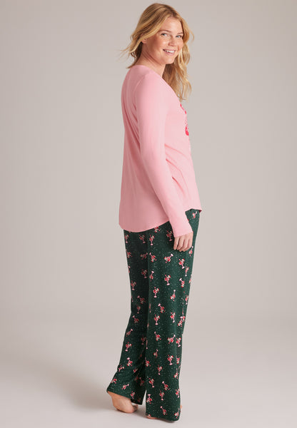 Dreaming Of Christmas Santa Hacci Wide Leg Pajama Set