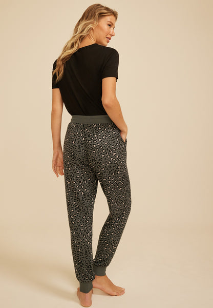 Leopard Print Hacci Jogger Pajama Pants