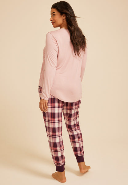 Plus Size Spooky Season Long Sleeve Top And Jogger Pajama Set
