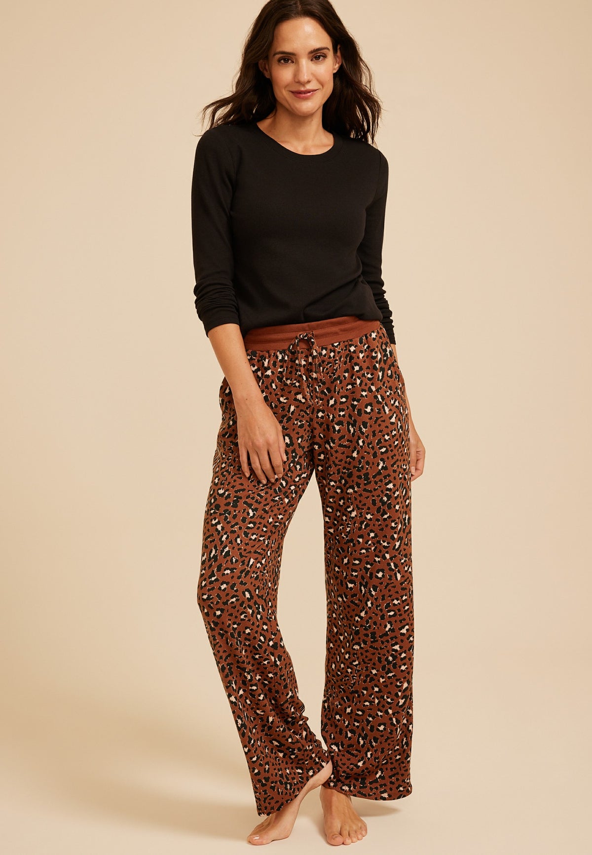Leopard Print Wide Leg Pajama Pant