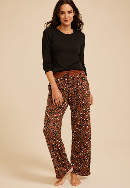 Leopard Print Wide Leg Pajama Pant