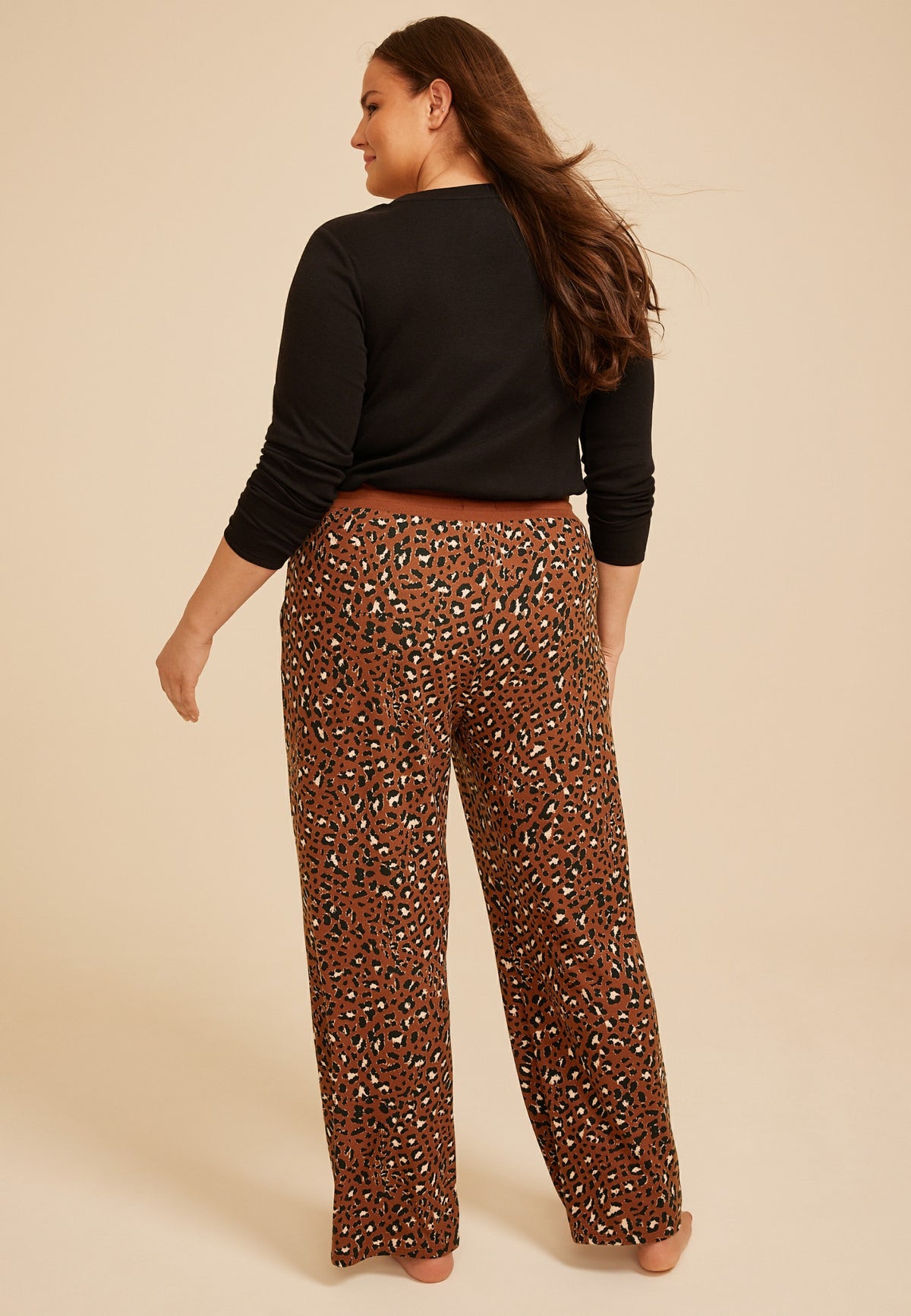 Plus Size Leopard Print Wide Leg Pajama Pant