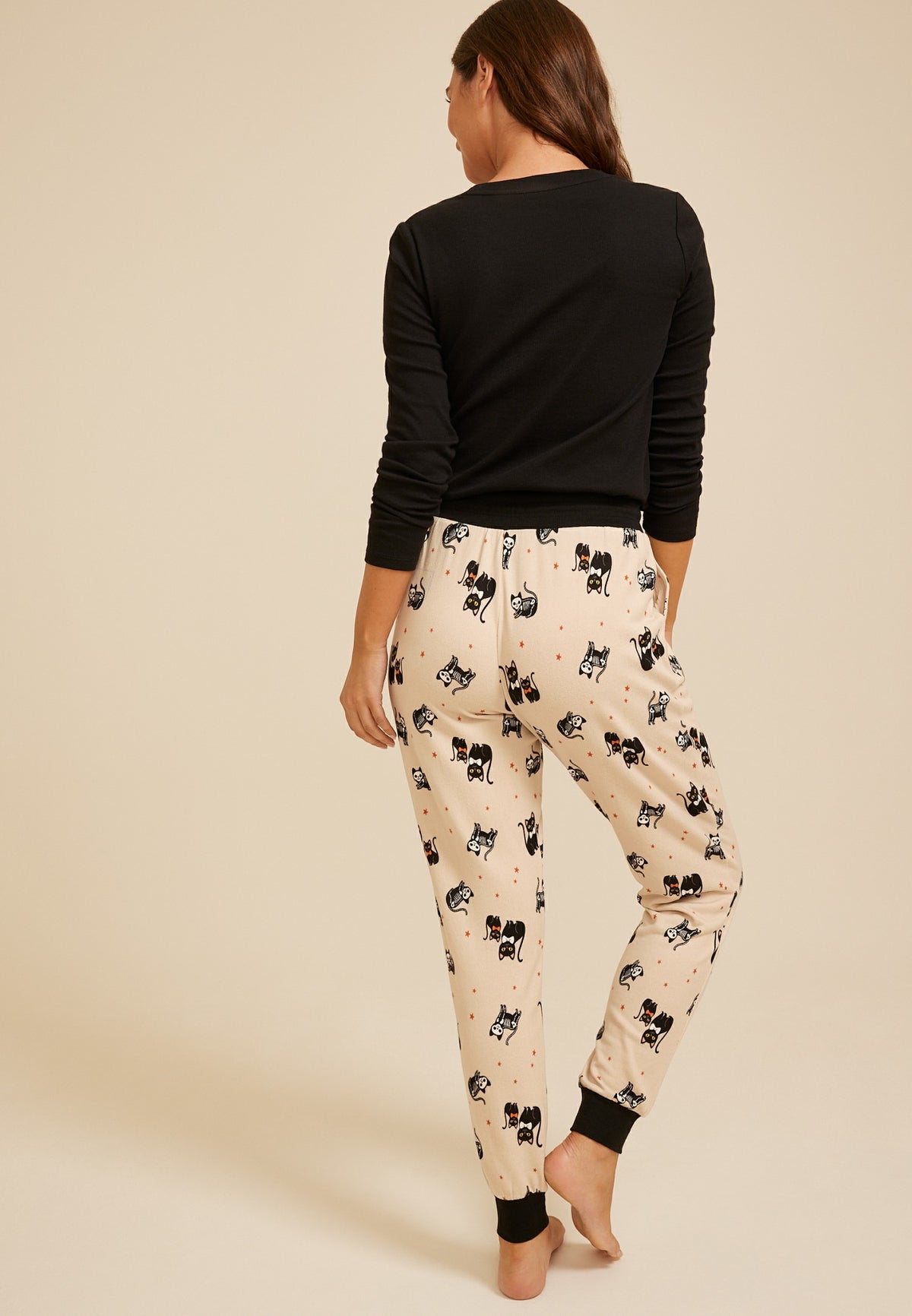 Halloween Black Cat Hacci Jogger Pajama Pant