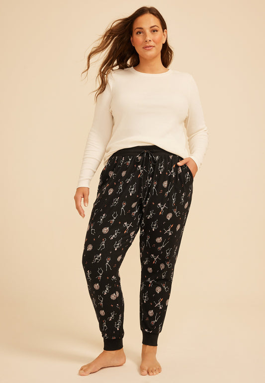 Plus Size Halloween Skeleton Hacci Jogger Pajama Pant