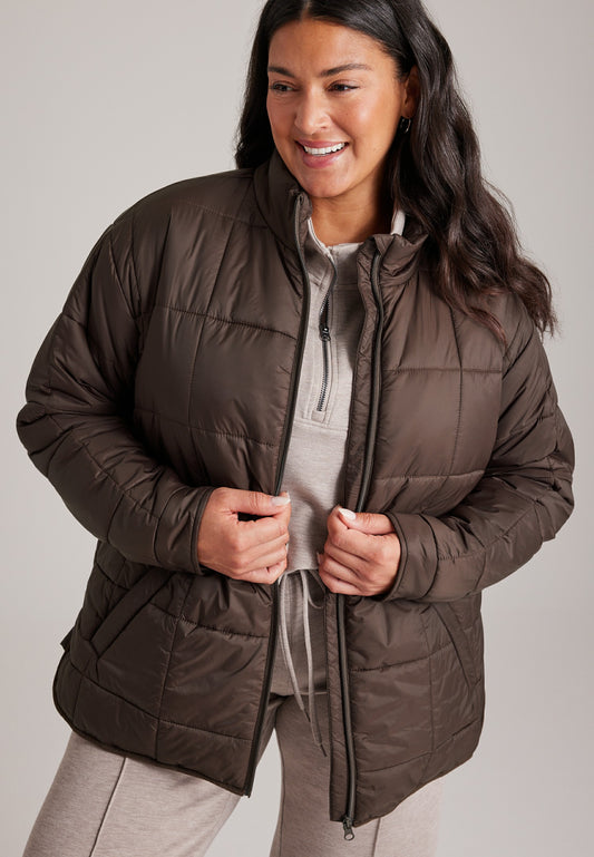 Plus Size Packable Quilted Puffer Jacket