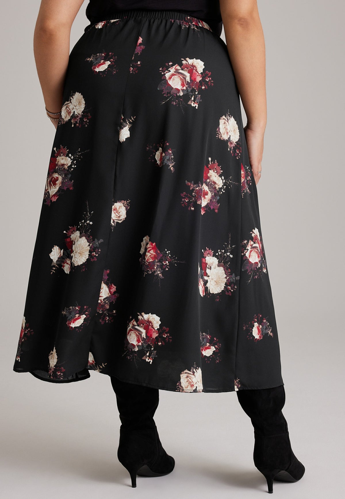 Plus Size Floral High Rise Maxi Skirt