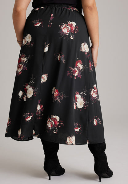 Plus Size Floral High Rise Maxi Skirt