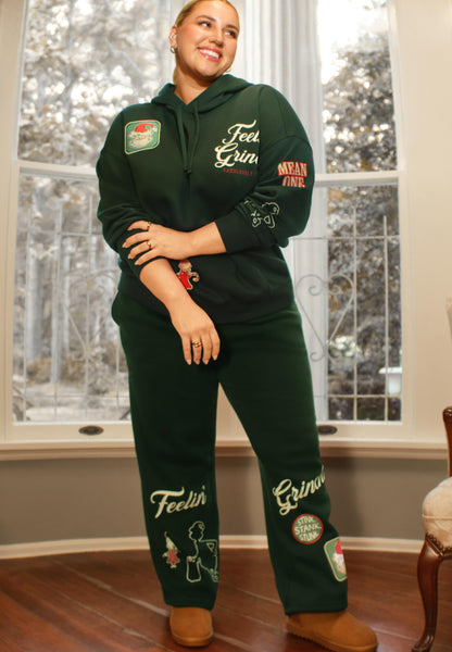 Plus Size High Rise Feelin' Grinchy Wide Leg Pants