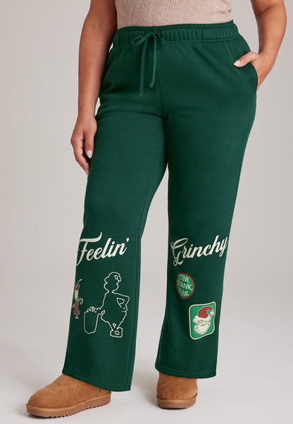Plus Size High Rise Feelin' Grinchy Wide Leg Pants