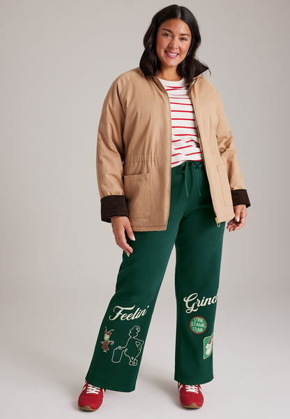 Plus Size High Rise Feelin' Grinchy Wide Leg Pants