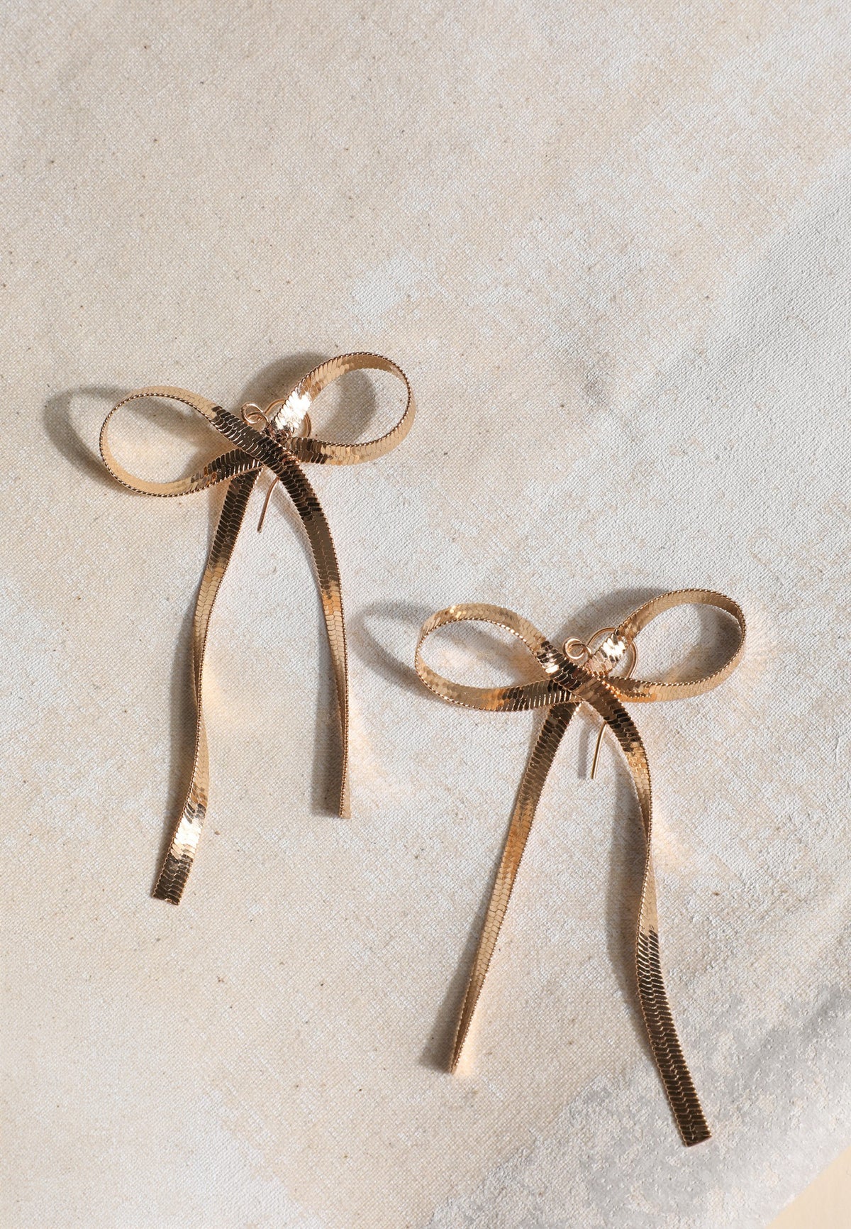 Gold Bow Drop Earrings