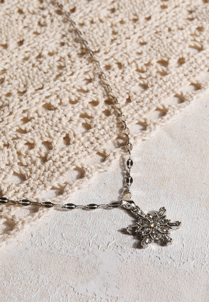 Silver Rhinestone Snowflake Necklace