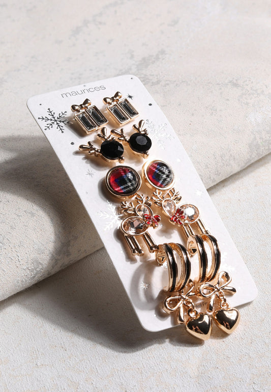 Gold Holiday Mixed Earring Set