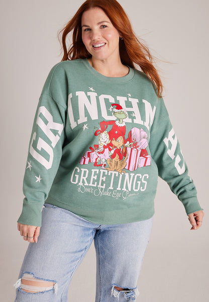 Plus Size Grinchmas Greetings Graphic Sweatshirt