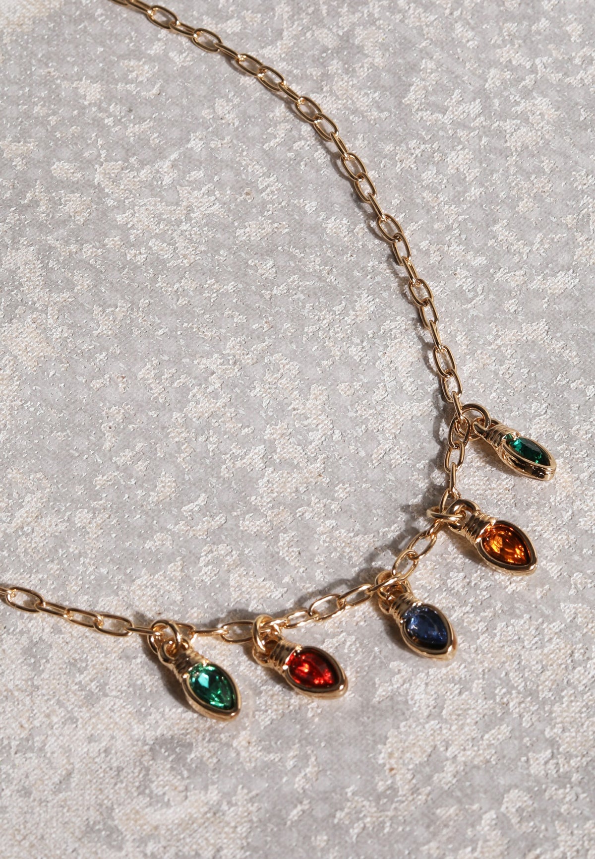 Gold Holiday Light Bulb Necklace