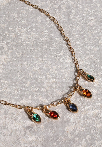 Gold Holiday Light Bulb Necklace