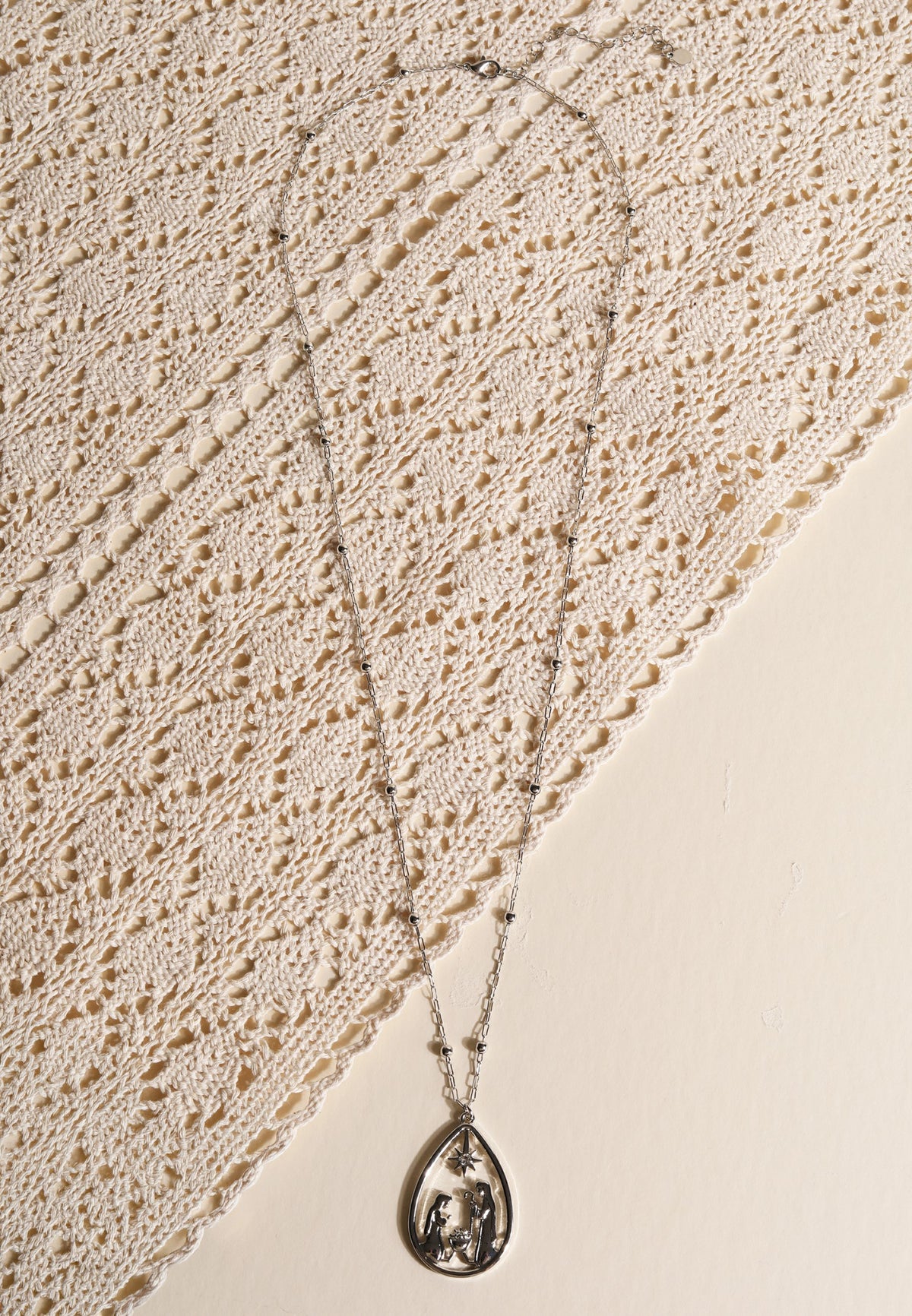 Silver Nativity Pendant Necklace