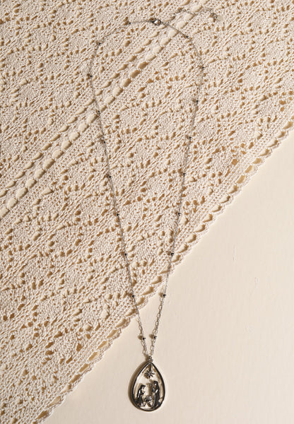 Silver Nativity Pendant Necklace