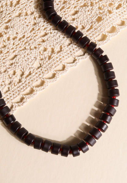 Purple And Red Plum Beaded Necklace
