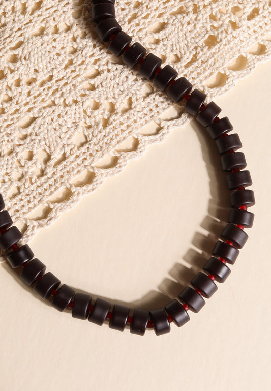 Purple And Red Plum Beaded Necklace