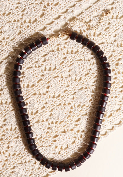 Purple And Red Plum Beaded Necklace
