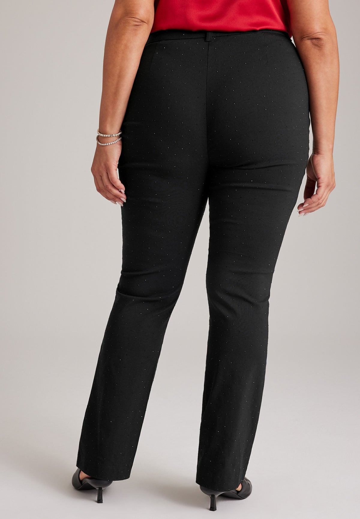 Plus Size High Rise Rhinestone Bengaline Bootcut Pant
