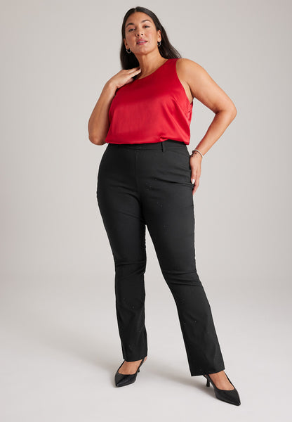 Plus Size High Rise Rhinestone Bengaline Bootcut Pant