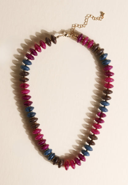 Multi Colored Beaded Disc Necklace