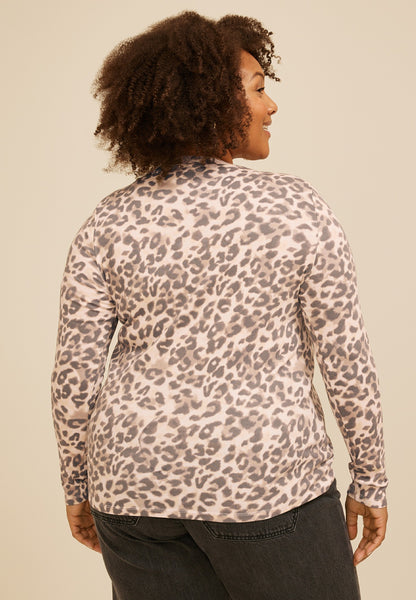 Plus Size 24/7 Ada Animal Print Long Sleeve Tee