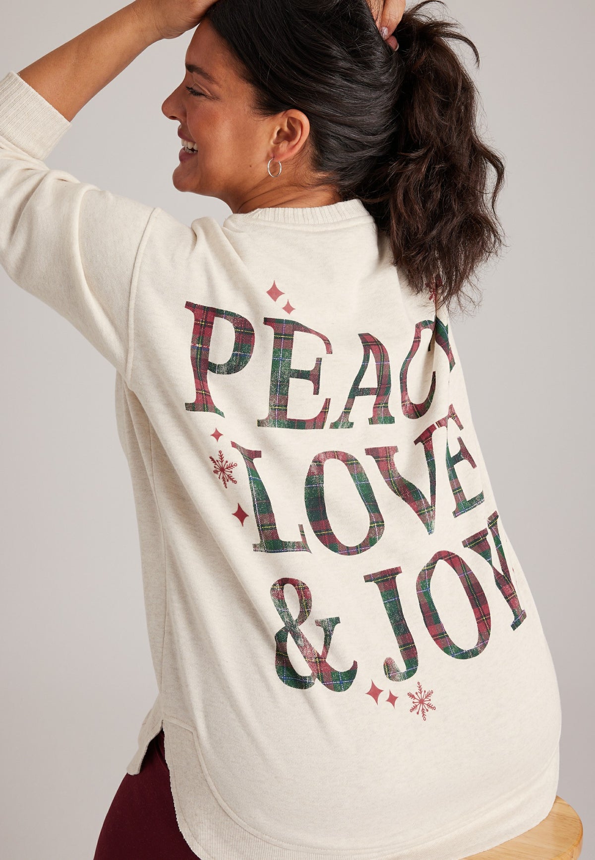 Plus Size Willowsoft Peace Love Joy Sweatshirt Tunic