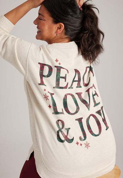 Plus Size Willowsoft Peace Love Joy Sweatshirt Tunic