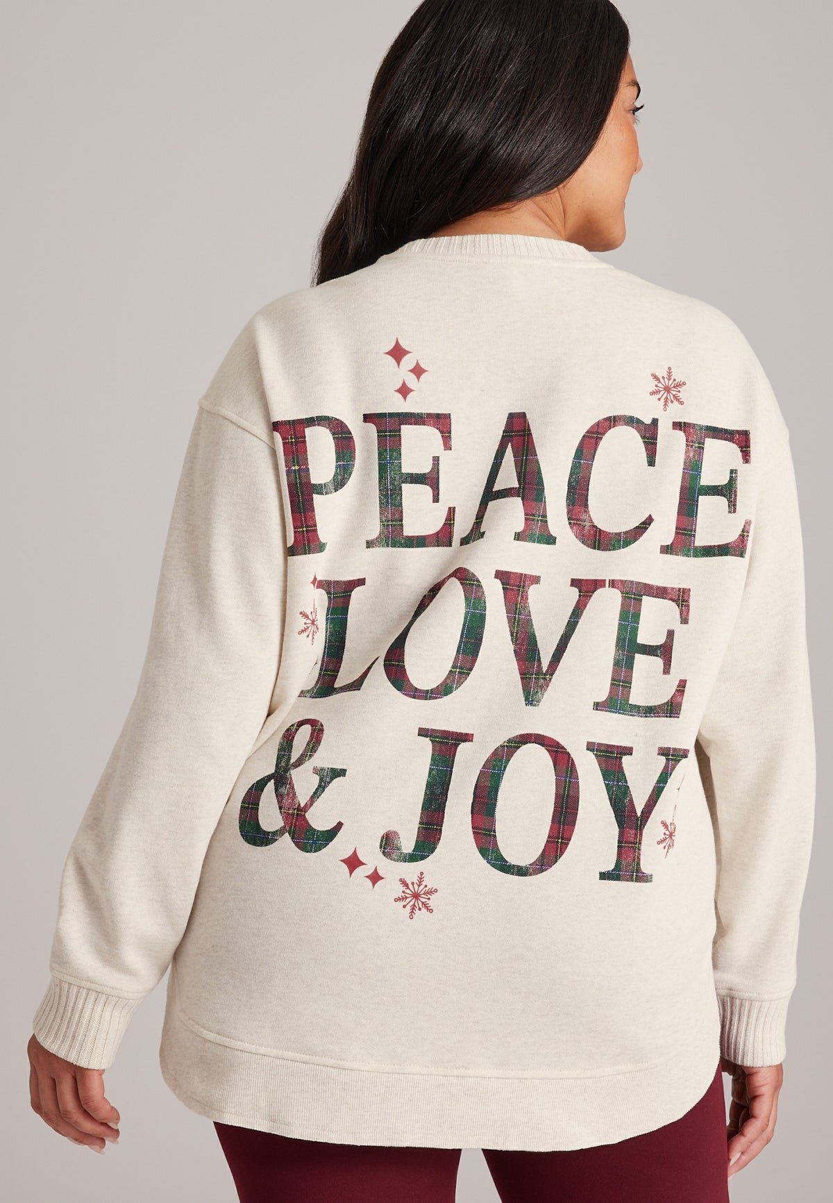 Plus Size Willowsoft Peace Love Joy Sweatshirt Tunic