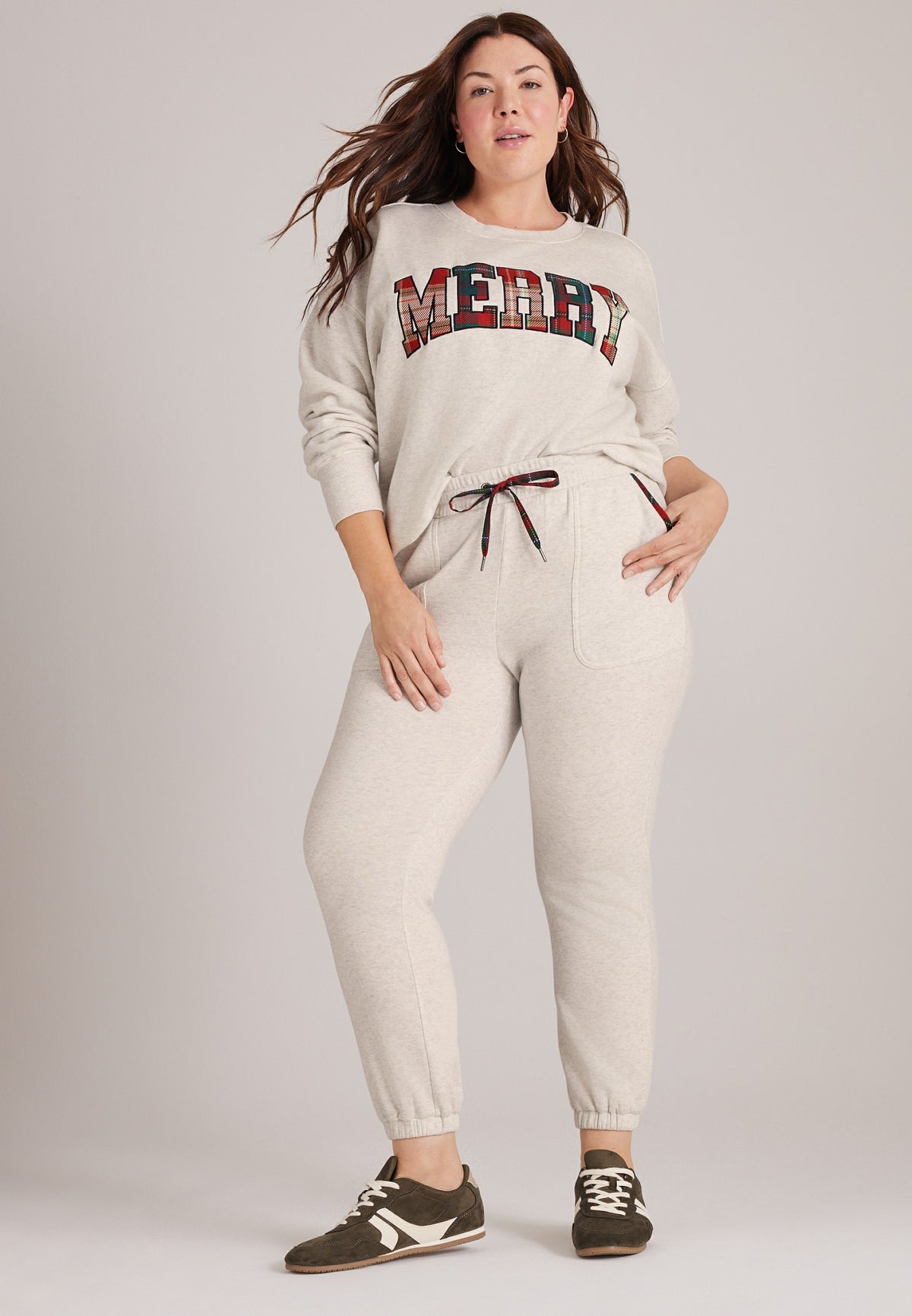 Plus Size High Rise Merry Plaid Jogger