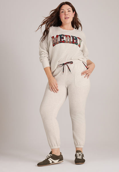 Plus Size High Rise Merry Plaid Jogger