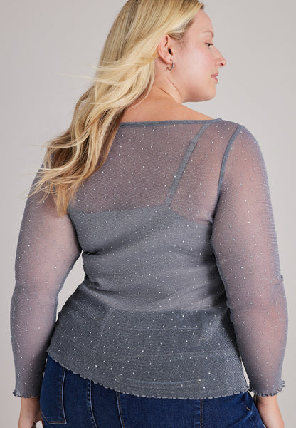 Plus Size Studio Y Sparkle Mesh Top