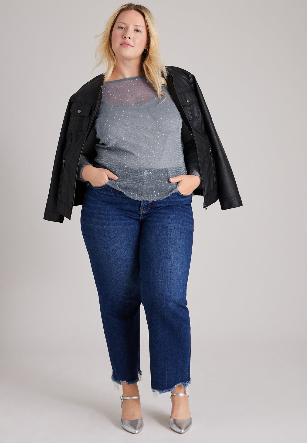 Plus Size Studio Y Sparkle Mesh Top