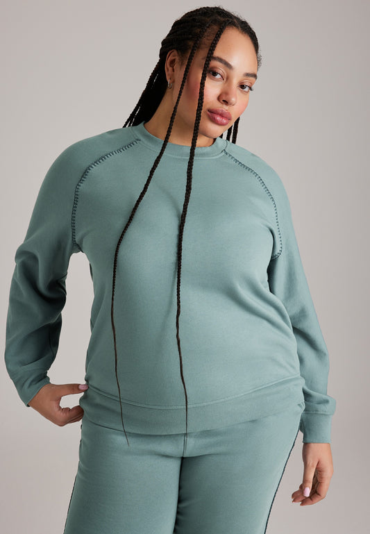 Plus Size Whipstitch Crew Neck Sweatshirt