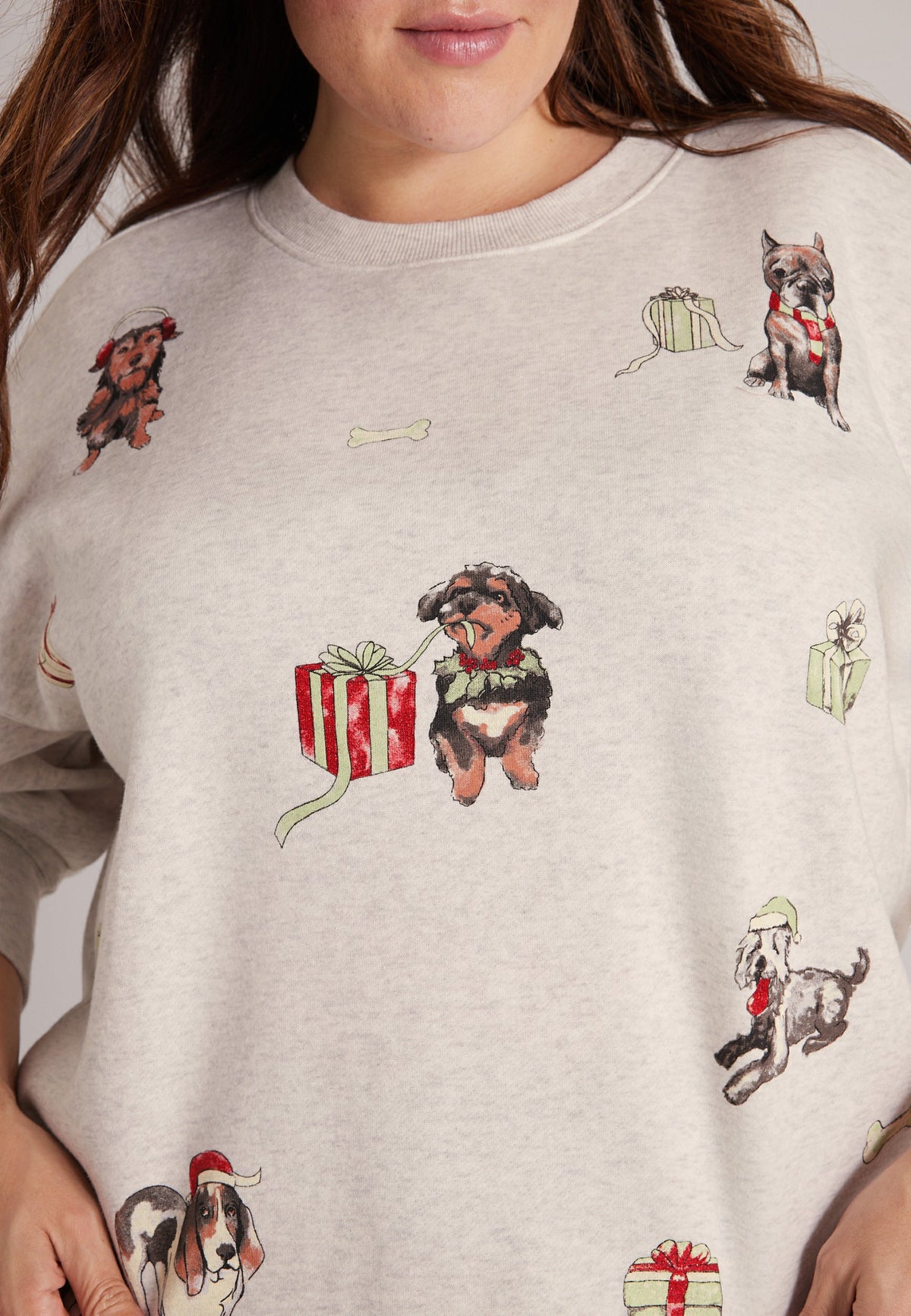 Plus Size Scattered Holiday Dogs Graphic Sweatshirt
