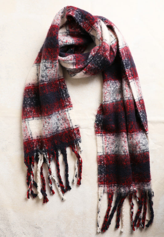 Red Plaid Brushed Scarf