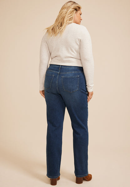 Plus Size m jeans by maurices™ Dark High Rise Relaxed Straight Jeans
