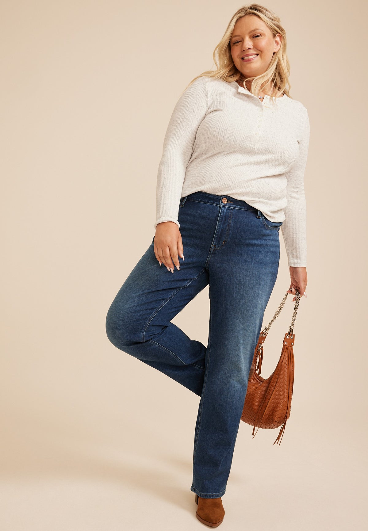 Plus Size m jeans by maurices™ Dark High Rise Relaxed Straight Jeans